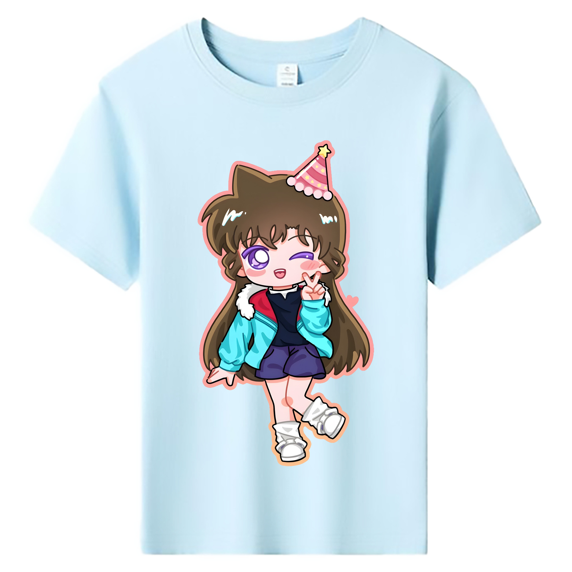 （画像用） 名探偵コナン 毛利 蘭 もうり らん、モーリ ラン Detective Conan Rachel Moore 綿100％キッズTシャツ（フロントプリント）